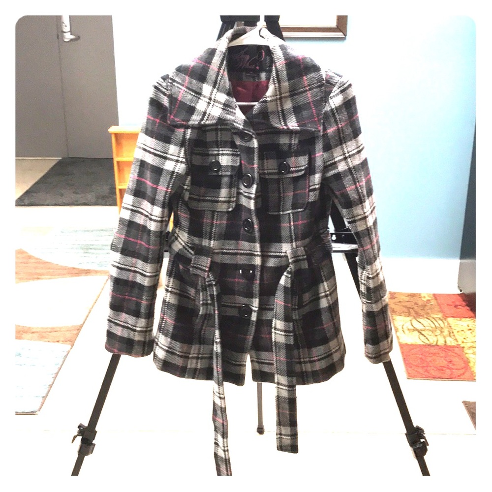 Plaid pea coat
